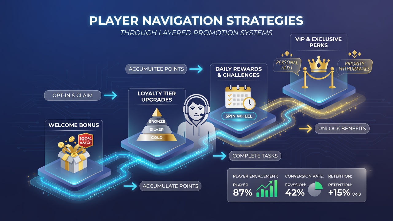 Detailansicht der Navigation durch Promotionsstufen in Casino-Apps