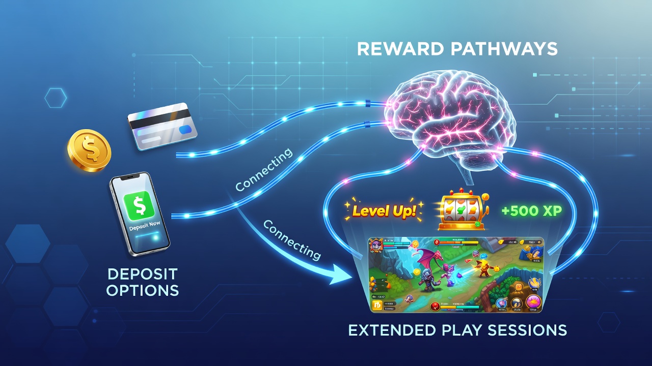 Grafische Darstellung von Belohnungspfaden in mobilen Hybridspielen mit Einzahlungsoptionen und Spielverlängerung