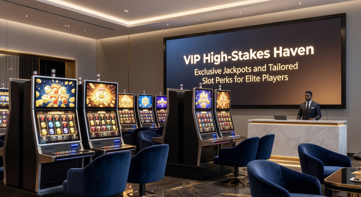 Ein High-Roller am Slot-Automaten mit personalisiertem VIP-Dashboard, das exklusive Boni und Jackpot-Tracker anzeigt